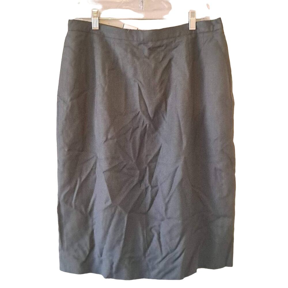 Olive Green Linen Straight Knee Length Skirt with Lining - Size 16